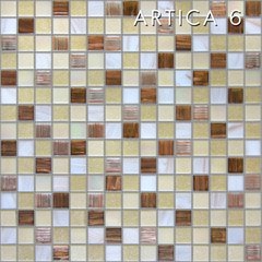 Мозаика Бежево-коричневая стеклянная 20х20мм