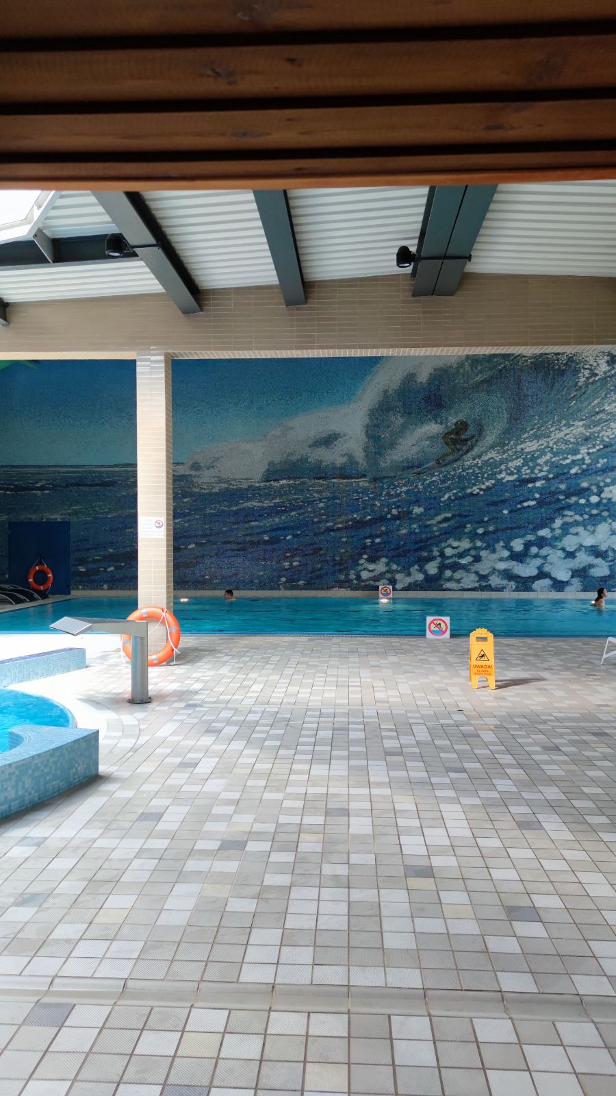 Panel mozaikowy na ścianie, w basenie
